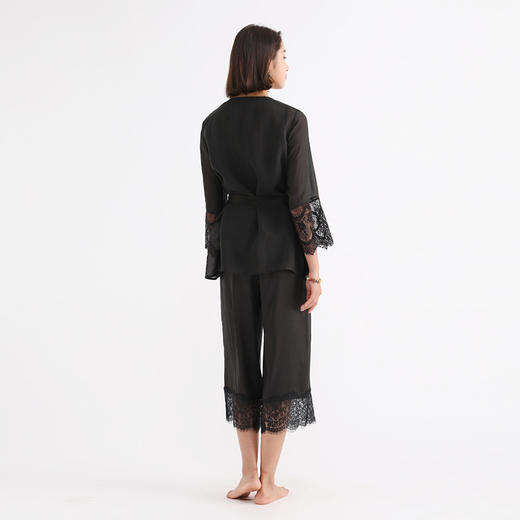 TANGY Collection/天意精品莨绸家居服休闲裤蕾丝拼接桑蚕丝七分裤 商品图2