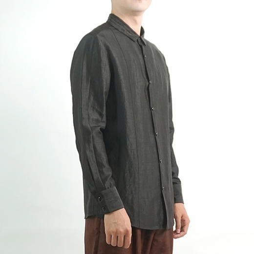 TANGY Collection/天意精品春夏新品香云纱男士线迹真丝莨绸衬衫 商品图2