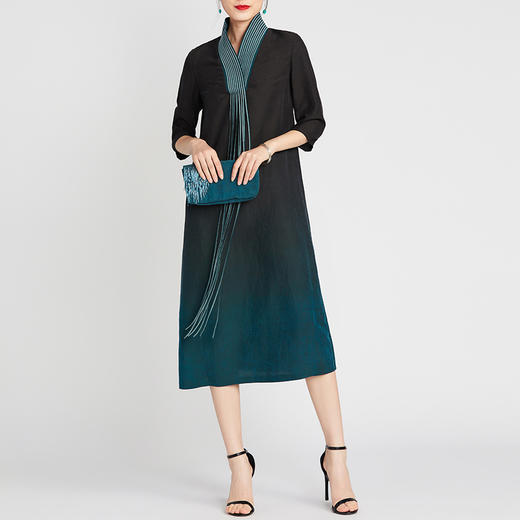 TANGY Collection/天意精品2021年夏季新品真丝流苏吊染莨绸连衣裙 商品图1