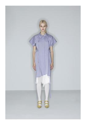 腰部叠褶衬衫裙