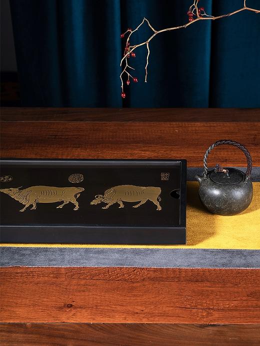 朱炳仁·铜 五牛积福茶盘 家居实用储水干泡台 铜茶盘功夫茶具沥水盘 商品图3