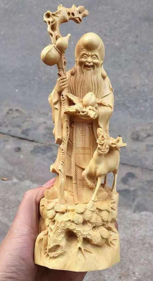 寿星鹿°原木黄杨摆件 商品图1