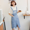 韩都衣舍2021韩版女春装新款牛仔背带裙破洞连衣裙DU9183樱 商品缩略图0