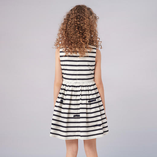 【纯棉条纹连衣裙】21年夏新品童装条纹连衣裙女童拼接百褶裙子 商品图3