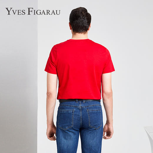 YvesFigarau伊夫·费嘉罗夏季新款100%棉男士简约印花舒适透气休闲圆领短袖T恤916863 商品图3