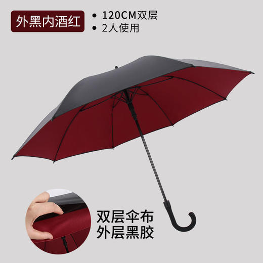 自动黑胶纤维长柄雨伞 居家日用商务车伞强防风 商品图8