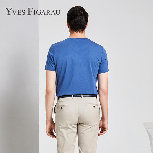 YvesFigarau伊夫·费嘉罗夏季新款男士简约舒适修身透气商务休闲圆领短袖T恤916861 商品图3