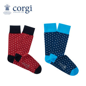 CORGI英国进口 袜子长袜男女同款潮英伦风波点印花薄中筒袜子秋冬季男女同款