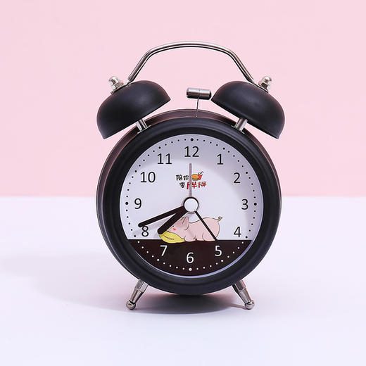 【创意潮语卡通2寸圆形闹钟】双铃金属指针数字闹铃学生家居饰品小台钟 商品图5