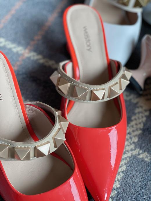 westory女鞋2021夏季新款铆钉穆勒拖一字带凉鞋外穿W21AH52921 商品图2