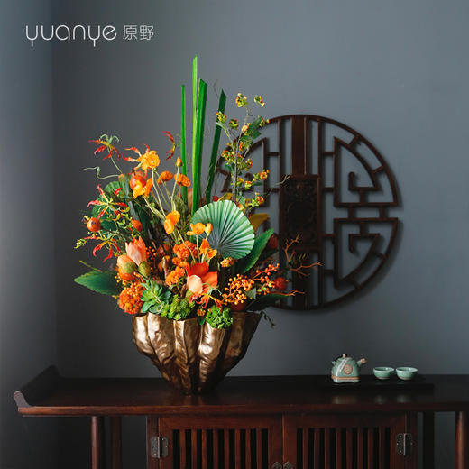 轻奢新中式仿真花假花玄关客厅边几酒店前台餐桌摆设件装饰花 商品图1