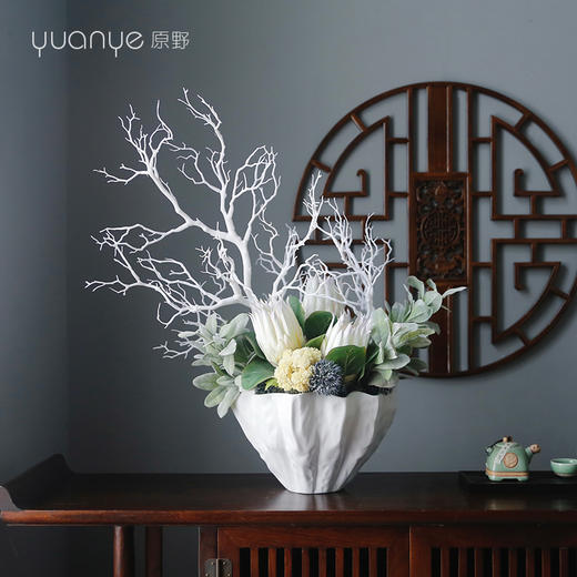 轻奢新中式仿真花假花玄关客厅边几酒店前台餐桌摆设件装饰花 商品图2