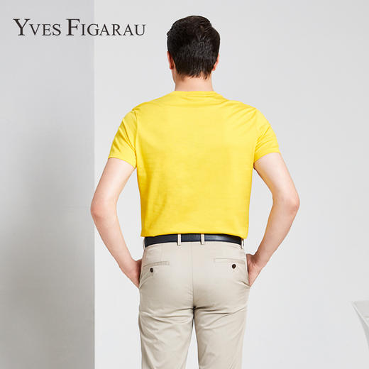 YvesFigarau伊夫·费嘉罗夏季新款100%棉男士简约印花舒适透气休闲圆领短袖T恤916865 商品图3