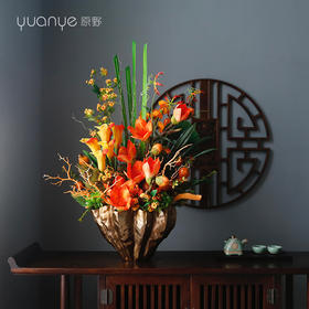 轻奢新中式仿真花假花玄关客厅边几酒店前台餐桌摆设件装饰花