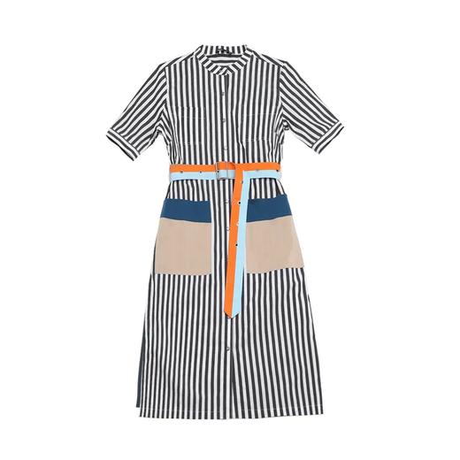 JY-S2123 2021新款夏装条纹连衣裙韩版通勤宽松收腰短袖连衣裙 商品图3