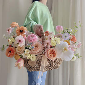 「闪光」-粉色系手提花篮