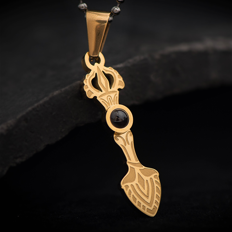 钛钢投影石文殊心吊坠 智慧剑项链男女款 挂件饰品