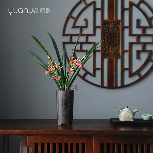 新中式禅意咏兰仿真花假花餐厅酒店桌面客厅玄关装饰花摆设件 商品图2