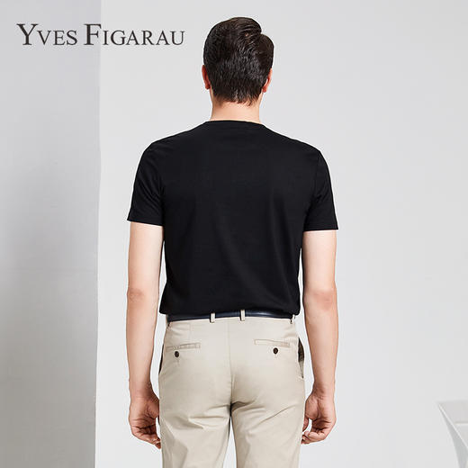 YvesFigarau伊夫·费嘉罗夏季新款男士简约舒适修身透气商务休闲圆领短袖T恤916860 商品图3