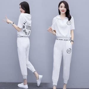 JXG-大码女装运动套装女2021夏季新款洋气时尚宽松显瘦休闲短袖两件套 商品图0