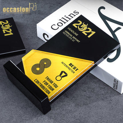 创意水晶奖杯定制授权牌高档年会颁奖优秀员工荣誉奖牌定做纪念品 商品图4