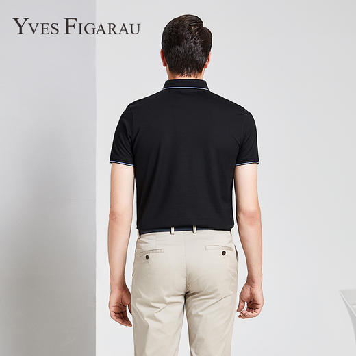 YvesFigarau伊夫·费嘉罗夏季新款男士简约舒适修身透气商务休闲翻领短袖T恤915870 商品图3