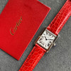 zui高版本 卡地亚TANK坦克系列 新款银色 原装折叠扣 美洲鳄鱼皮 瑞士朗达石英机芯。 商品缩略图8