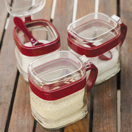 【专柜多样屋】-调料盒套装厨房用品 调味罐玻璃盐味精作料辣椒罐缸调味盒子 三抽装不带外壳 商品图4