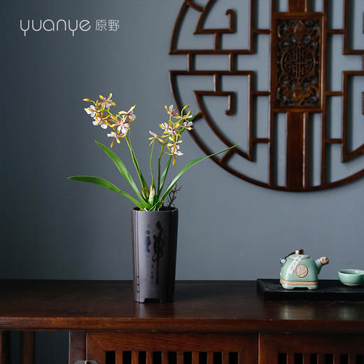 新中式禅意咏兰仿真花假花餐厅酒店桌面客厅玄关装饰花摆设件 商品图1