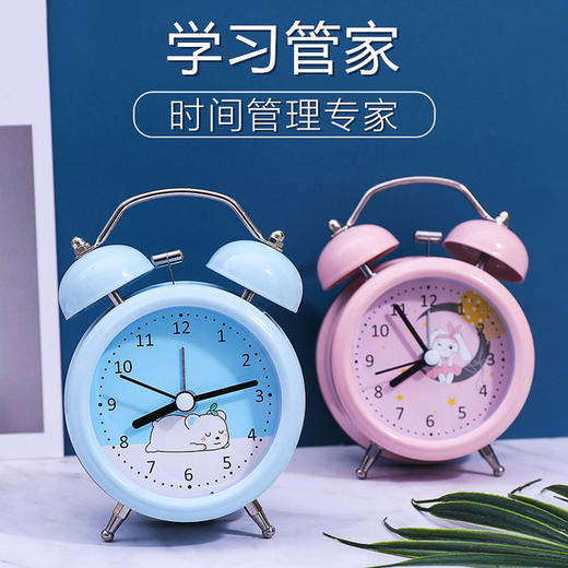 【创意潮语卡通2寸圆形闹钟】双铃金属指针数字闹铃学生家居饰品小台钟 商品图1