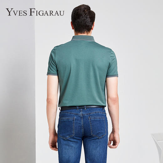 YvesFigarau伊夫·费嘉罗夏季新款男士简约舒适修身透气商务休闲翻领短袖T恤915867 商品图3