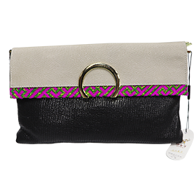 云南非遗傣锦牛皮纹荔枝纹手拿包