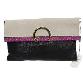 云南非遗傣锦牛皮纹荔枝纹手拿包 商品图0