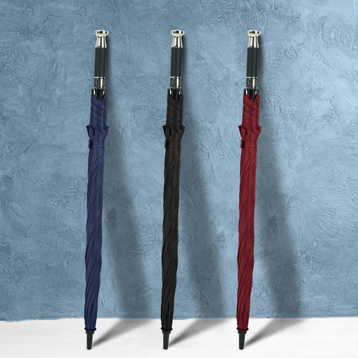 自动黑胶纤维长柄雨伞 居家日用商务车伞强防风 商品图2