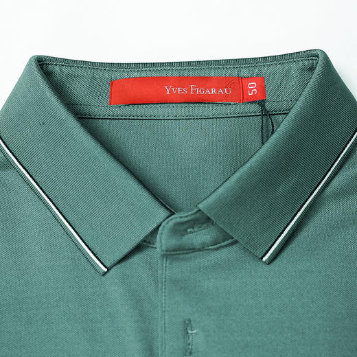 YvesFigarau伊夫·费嘉罗夏季新款男士简约舒适修身透气商务休闲翻领短袖T恤915867 商品图6