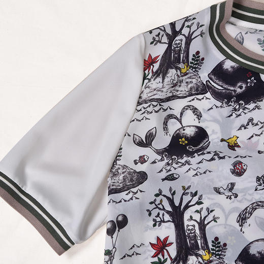 圣三利女装新春夏季拼接款圆领花色雪纺衫SL121K05 商品图3