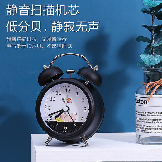 【创意潮语卡通2寸圆形闹钟】双铃金属指针数字闹铃学生家居饰品小台钟 商品图3