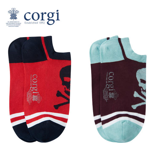 CORGI英国进口 男女同款袜子英伦风骷髅头印花薄款船袜春夏 商品图0