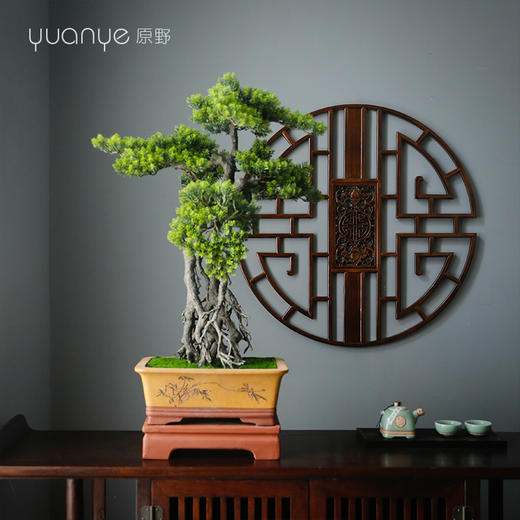 新中式禅意仿真迎客松树枝盆景酒店会所茶几客厅玄关装饰摆件 商品图1