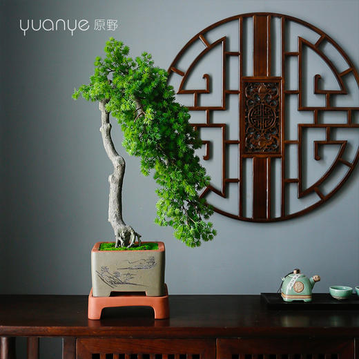 新中式禅意仿真迎客松树枝盆景酒店会所茶几客厅玄关装饰摆件 商品图2