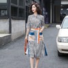 JY-S2123 2021新款夏装条纹连衣裙韩版通勤宽松收腰短袖连衣裙 商品缩略图1