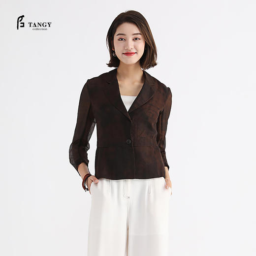 TANGY Collection/天意精品春秋新品真丝拼纱职业装柯莨小西装外套 商品图3