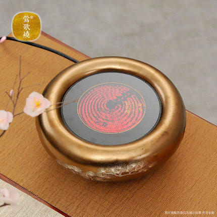 莺歌烧黑底梅花大金大银松电陶炉 煮茶家用茶炉 铁壶银壶煮茶器泡茶电炉静音台式 商品图4