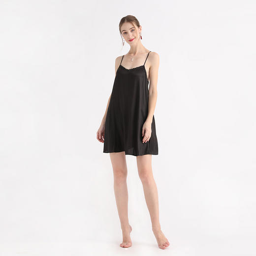 TANGY Collection/天意精品春秋新品莨绸蕾丝吊带家居服绸缎睡裙 商品图1