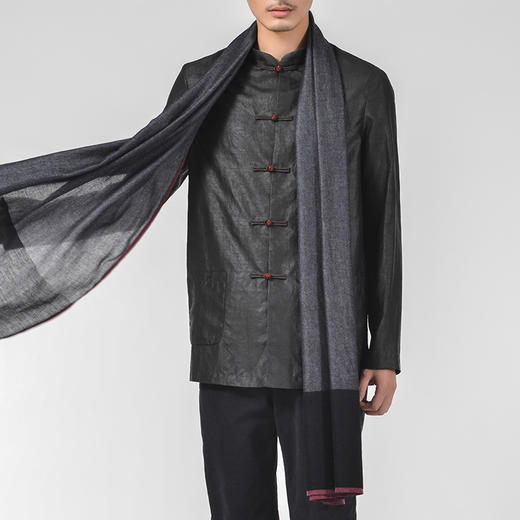 TANGY Collection/天意精品秋冬款简约中式盘扣立领男士莨绸外套 商品图1