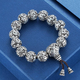 S990银真言手串【LZZY4】16mm仿古手链2104