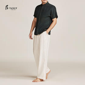 TANGY Collection/天意精品春夏新品中式立领莨绸浪纹印花男士上衣