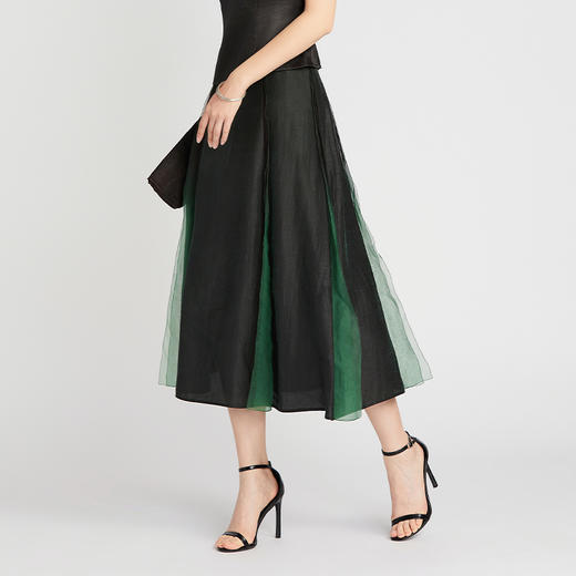 TANGY Collection/天意精品2021年春夏新品真丝收腰莨绸拼纱半裙 商品图3