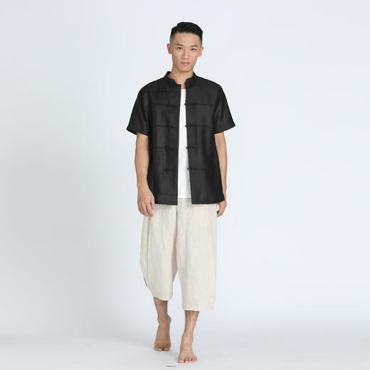 TANGY Collection/天意精品春夏新品男士休闲裤原色亚麻七分哈伦裤 商品图3