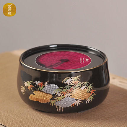 莺歌烧电陶炉 天目釉金松纹家用煮茶茶炉 台式小型铁壶银壶泡茶煮茶器 电陶炉 商品图1